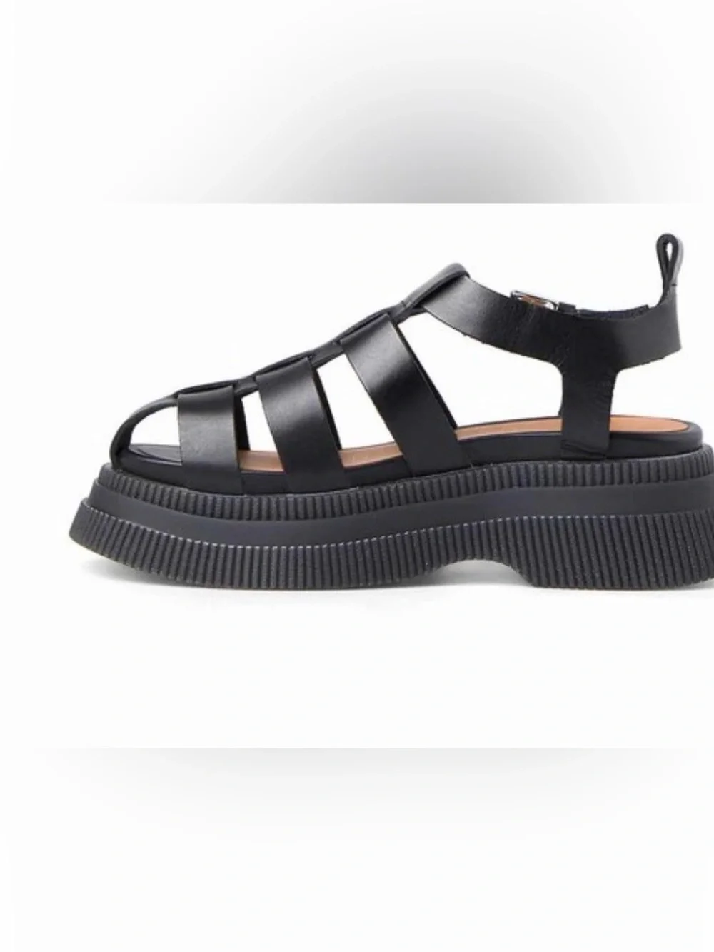 GANNI CREEPER SANDALS WITH PLATFORM SOLE - BLACK